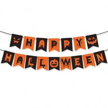 AFYPRTY 1 Set Halloween Paper Party Banner Happy Halloween Pennants Suitable For Halloween Decoration, Party Decoration, Home Decoration, Festival Supplies