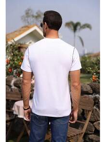 Henley Shirts Slim Fit Button T-Shirthalloween - 白色 - 查看 8
