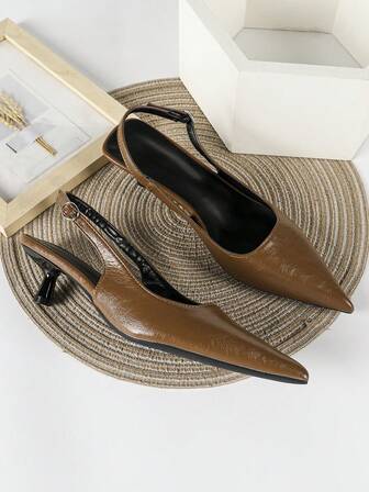 2025秋冬季4厘米黑色高跟鞋，尖头派对礼服鞋，套脚细高跟鞋，女士尖头高跟鞋，猫跟鞋，优雅