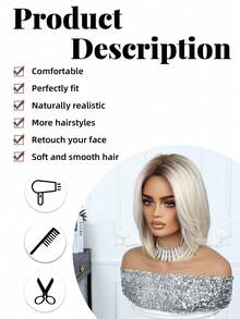 12英寸渐变金色卷发短款波浪假发，优雅女士假发，耐热合成假发，适合角色扮演、节日和日常时尚造型，是万圣节和圣诞节的理想礼物。 - 漸變金色 - 查看 7