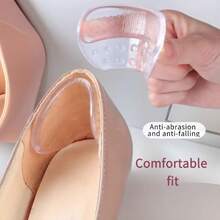 2PCS,Silicone Heel Stickers, Anti-Friction And Anti-Heel Drop Half-Size Heel Pads, Self-Adhesive Summer Non-Slip Shoe Heel Stickers Without Glue