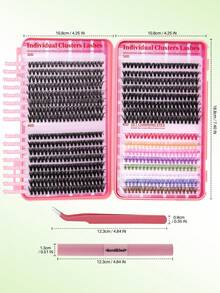 640PCS Individual Lash Clusters 9 Colored Large Capicity D Curl 9-16mm Mixed DIY Lash Clusters Natural Look&Wispy&Colorful Reusable DIY Eyelash Extension Kit With Makeup Tool Lash BOND&SEAL And Tweezers For Beginner Use At Home Or On-The-Go For Daily Life&Dating&Wedding&Party&Music Festival&Halloween - Nhiều màu - Xem 4