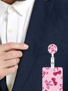 樱桃蝴蝶结图案设计可伸缩证件套，ID姓名牌工作证登山扣粉色可伸缩证件卷轴带可拆卸挂绳 - 励志语录证件钥匙扣，竖款卡片保护套，适用于家庭办公室、医生、护士、教师、女性、学生和专业人士 - 彩色 - 查看 7