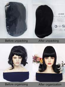 Hitzebeständige synthetische charmante Damen Wabenfrisur Perücke, kurze BoBo Flip Out wellige Haare mit geraden Pony Perücken für elegante Damen Retro Flugzeugwelle Bienenkorbfrisur mit Pony, Bouffant lockige tägliche Cosplay Party Perücken, 60er 70er Jahre Vintage Kostüm Perücke, selbstbewusster Rockabilly Stil für Musikfestivals Weihnachtsdekorationen, Feiertage Geburtstag Valentinstag Geschenke für Muttertag