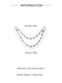 1 Stück 925 Sterling Silber 4-Krallen-Fassung Ohrringe mit flachem Rücken - Ohrring-Kette Charm - Knorpel Helix Piercing Feiner Schmuck - Für Frauen Alltäglicher Tragen Hochzeit Party Verlobung Jahrestag Valentinstag (Verkauft als 1 Stück)
