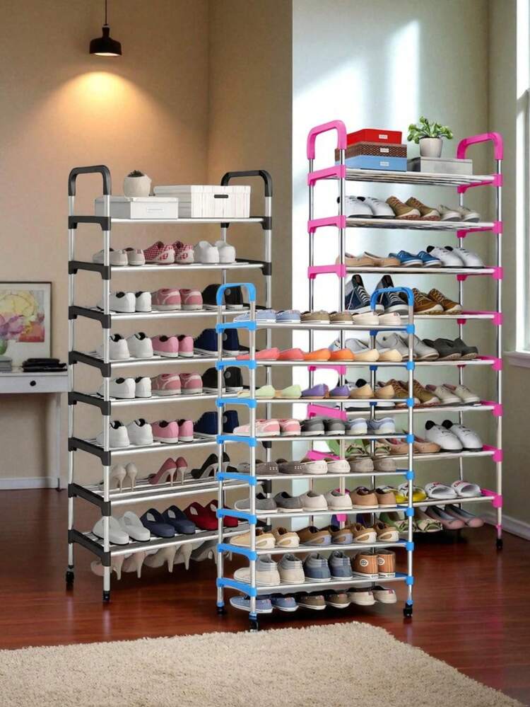 8 y 7 Niveles Zapatera Organizador, Rganizador Zapatos Rack de Acero Inoxidable, Organizador para Zapatos y Juguetes, Zapatero para Entrada, Puerta, Garaje, Dormitorio, Guardarropa - Multicolor - Añade 1