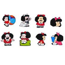 1/8 件经典卡通胸针套装可爱 Mafalda 珐琅别针服装背包珠宝金属徽章配饰送给朋友的礼物 - 均碼 - 查看 15