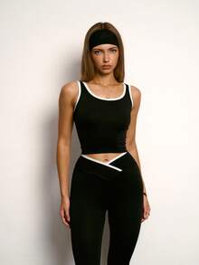 PinkTip SculptFlex Set: Adjustable Strap Bra And High-Waisted Shaping Leggings | Nude Feel Comfort, Abdomen Shaping - Black - View 3