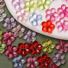 50/100Pcs 14mm Multicolor Spacer Loose Beads With Hole Flower Shape Handmade Material - 彩色 - 查看 2