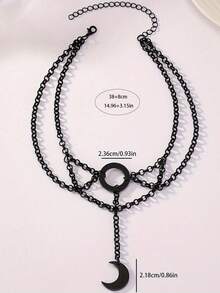 1pc Gothic Vintage Black Moon Pendant Choker Necklace - Moon - View 5