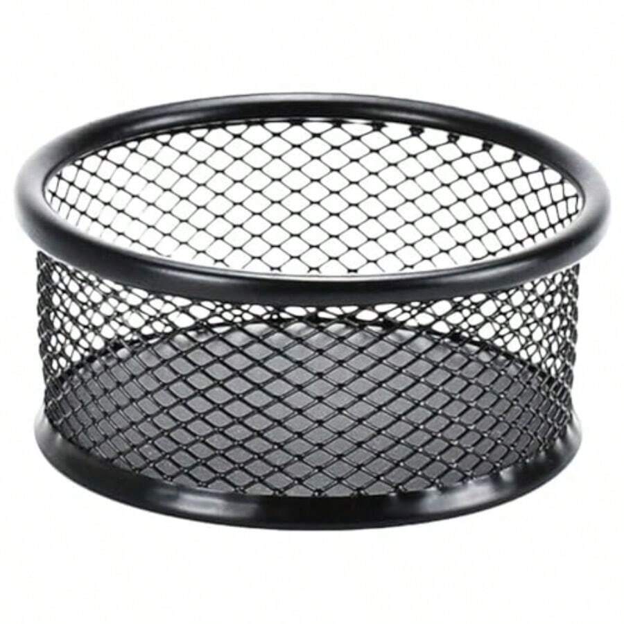 1Pc Black Metal Paper Clip Holder Mesh Paperclip Bowl Binder Clip ...