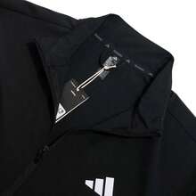 Adidas TE 3S WOVEN JKT 女式立领夹克，休闲运动上衣，舒适户外夹克 - 黑色/白色 - 查看 3