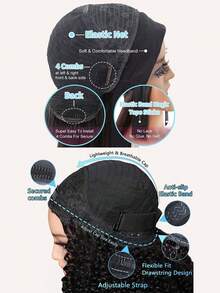 bling hair 200% Density Kinky Curly Half Wig Human Hair 34 Inch Wear And Go Deep Curly Glueless Wig /Headband Wig 3 IN 1 Curly Human Hair Half Wigs With Drawstring Seamless Flip Over Curly Half Wigs Human Hair Glueless Wear And Go Beginner Friendly Wigs Human Hair Headband Wig For Women Beginner Friendly Everyday Party Use Needed Long Black Wig Versatile Hairpiece Sleek Hairstyle Realistic Hairpiece Beauty Accessory Beginner Friendly For Sports, Vacation, Halloween, Christmas, Festivals, Proms, Outdoor, Cosplay, Campus, School, Beach, Wedding, Camping, Holiday, Summer Outfits, Charming, Elegant, Casual, Y2K Fashion, SS25 Styles, For Daily Use - Natural Black - 查看 11