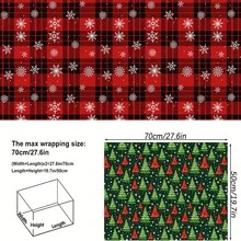 1 张节日圣诞包装纸 - 节日礼品包装纸，带有雪花、鹿和节日图案，白色、黑色、红色、绿色 - 19.7 英寸 X 27.5 英寸纸张，适用于圣诞节、生日、派对和婴儿洗礼装饰、圣诞装饰，最适合圣诞节