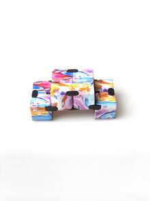 1pc Bestselling Printed Infinity Cube Pocket Fidget Toy, Creative Stress Relief Gadget, Foldable Infinity Cube Mini Gift - Multicolor - View 4