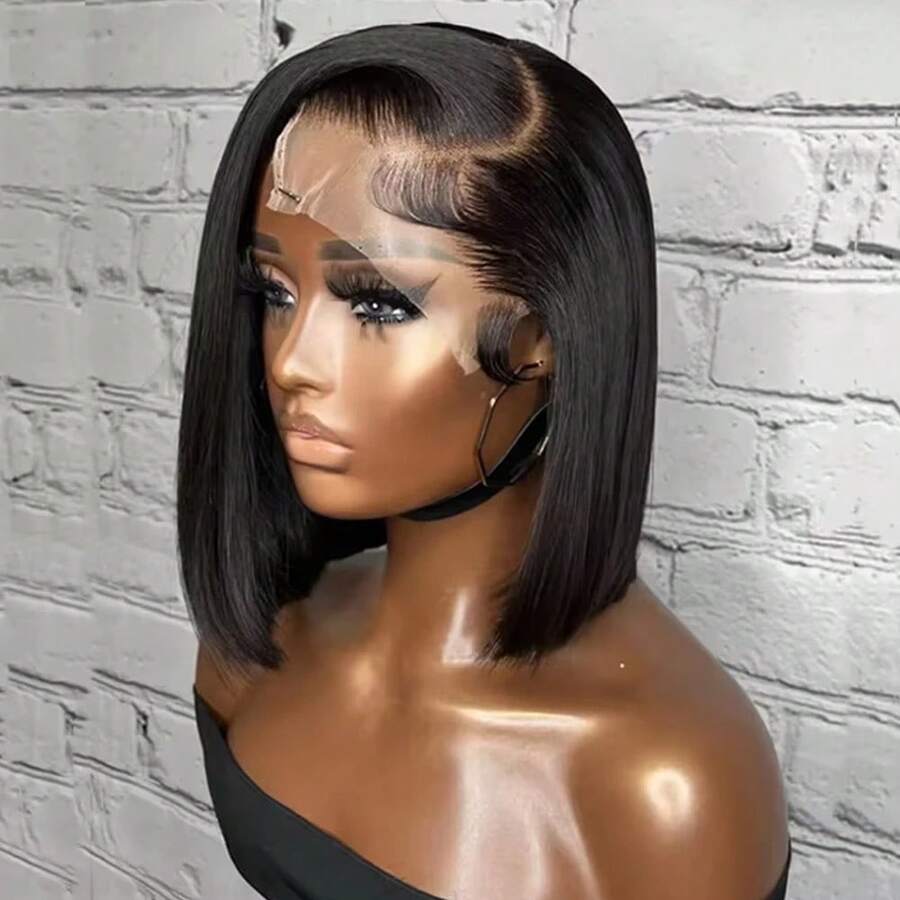 Uveous 14 Inch Bob Wig Human Hair 13X4 13x6 Hd Transparent Lace Front Wigs Silky Straight Human Hair Pre Cut Pre Plucked With Baby Hair Glueless Bob Wig 250% Density Short Straight Bob Wigs For Women No Glue Needed Friendly For Beginners 3 Second To Wear - Natural Black - Xem 1