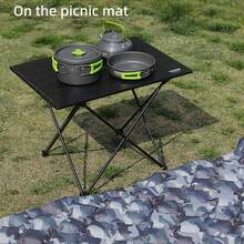TARKA Masă pliabilă pentru camping în aer liber, petrecere, picnic, grătar, birou pliabil portabil, masă portabilă din aluminiu ultraușoară de înaltă rezistență - Negru - Vizualizare 3