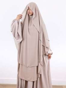 2 Layer Chiffon Khimar With Cape, Raspberry Color, Suitable For Women's Daily Wear And Prayer, All Season For Dress - Multicolor - View 8