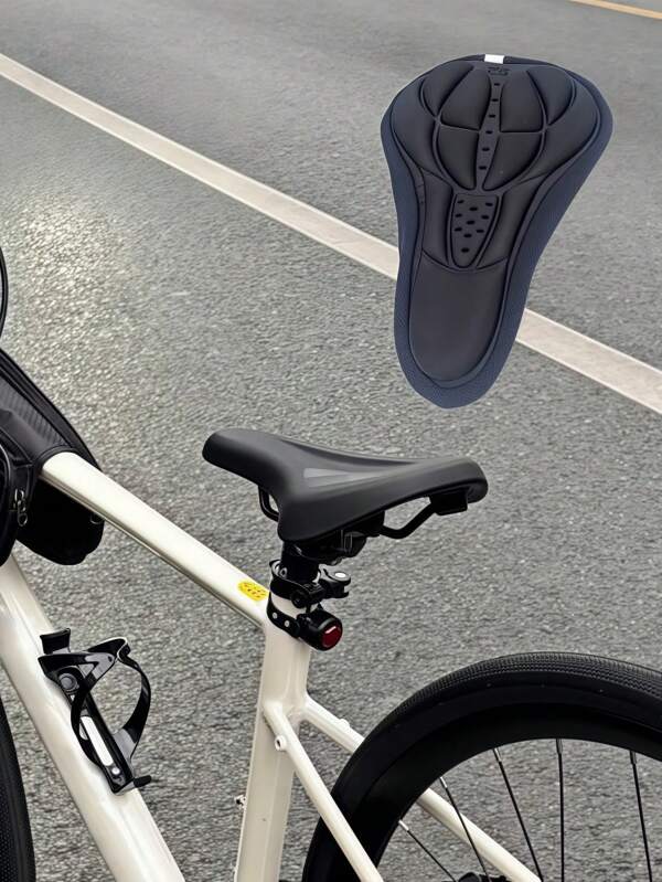 1 pieza Esterilla de sillín de bicicleta 3D transpirable y cómoda | Con amortiguación de impactos | Ideal para bicicletas de carretera y de montaña, funda de asiento de bicicleta para ciclismo al aire libre, almohadilla de sillín de bicicleta de montaña de espuma de silicona, almohadilla de asiento de bicicleta 3D suave, almohadilla de esponja gruesa para bicicleta de montaña