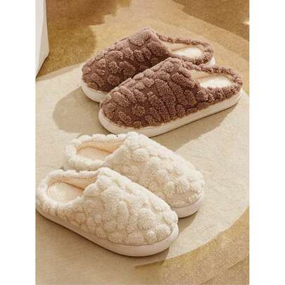 Madebyblanc Autumn/Winter Couple Thermal Slippers, Indoor Non-Slip Warm Plush Slippers