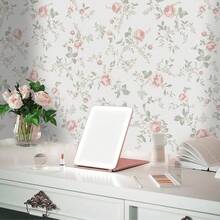 1 卷优雅法式清新碎花图案自粘墙纸，浅粉色花卉枝叶图案墙贴，即撕即贴，防水乙烯基接触纸，可撕可拉，拆卸不留胶，非常适合居家卧室、客厅 - 彩色 - 查看 15