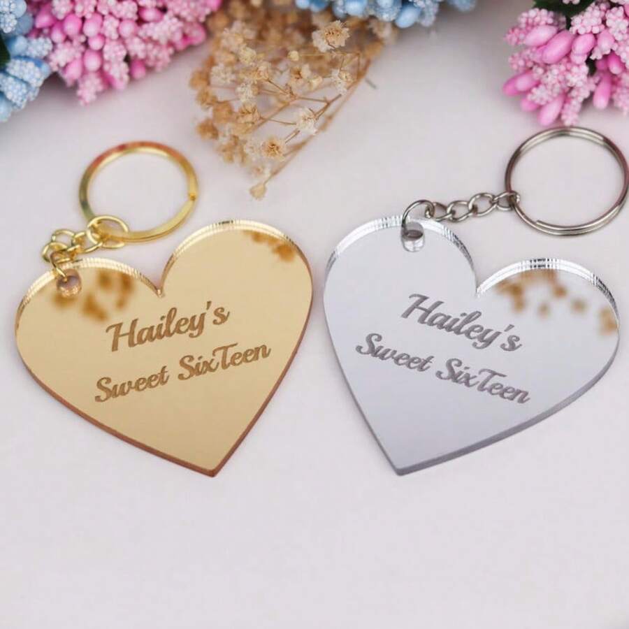 Customized Heart-Shaped Keychains (10/30/50/100/200 Pieces) - Multicolor - View 1