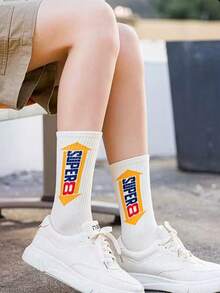 10 Pairs Random Black & White Graffiti Style Casual Sports Mid-Calf Socks For Teenage Boys - Multicolor - View 3