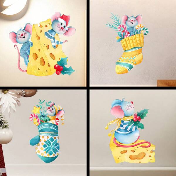 Naklejka ścienna z myszką z kreskówek, samoprzylepna naklejka na listwę przypodłogową, naklejka ścienna do domu