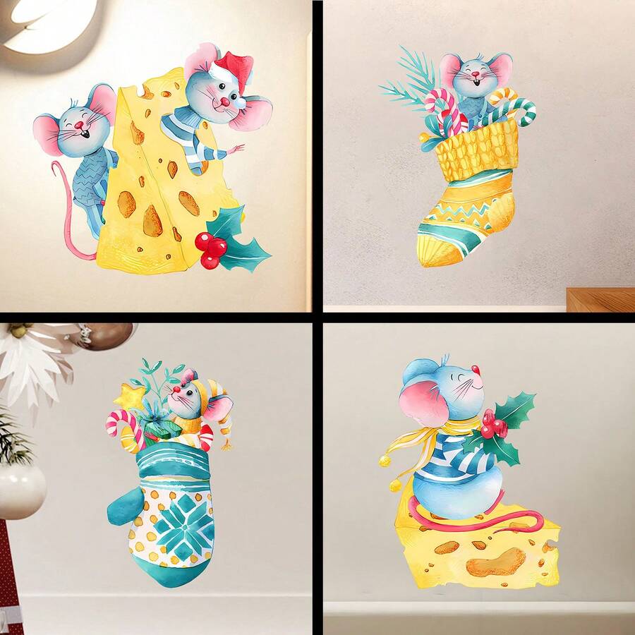 Naklejka ścienna z myszką z kreskówek, samoprzylepna naklejka na listwę przypodłogową, naklejka ścienna do domu