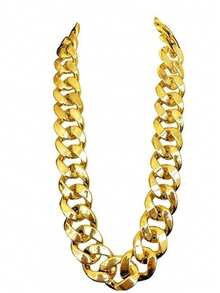 1pc Men's Oversized Faux Gold Chain Necklace, Hip Hop Prop Necklace, Exaggerated Thick Necklace