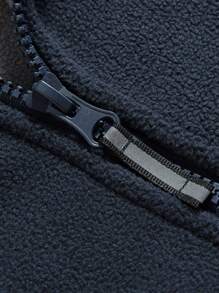 Men's Reversible Fleece Jacket, Warm Thermal Lined, Multi-Pocket Design, Chest And Cuffs With Delicate Embroidered Logo, Wind-Resistant Cuffs, Comfortable To Wear