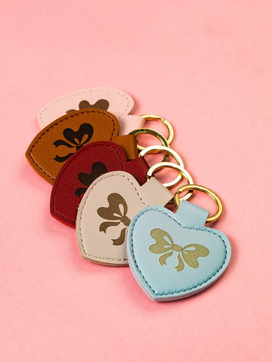 1 件别致的蝴蝶图案 PU 钥匙扣，可定制首字母女士钥匙扣，送给家人、朋友和情侣的理想情人节礼物 - 彩色 - 查看 1