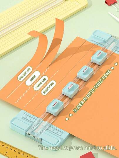 1pc A3/A4 Portable Paper Trimmer, Easy-To-Use Precision Cutting Tool For School, Home And Office - Durable Plastic Material