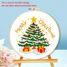 [圣诞十字绣] 圣诞节 DIY 1 套印花十字绣套件 | 11CT 中网格 3 股刺绣初学者套件适用于客厅墙壁家居装饰 - DIY 十字绣工艺套件