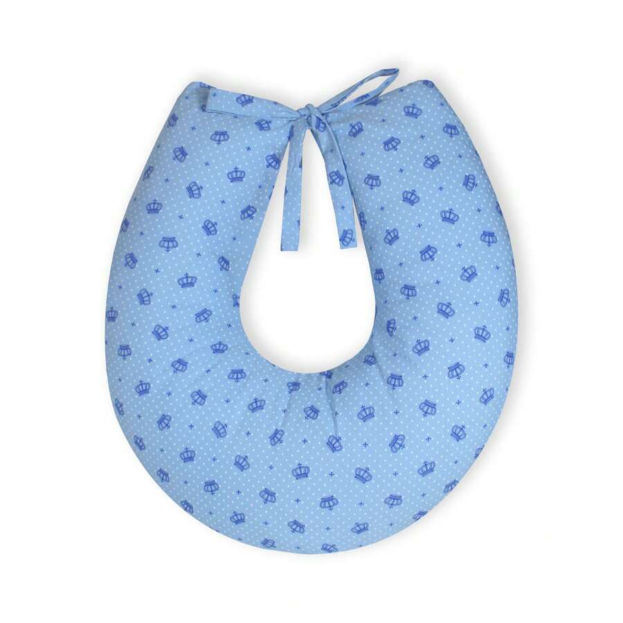 Laura Baby Nursing Pillow With Zippered Loop And Soft Removable Cover 100% Cotton - Blue Crown - View 1