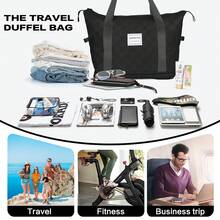 Bolsa de viaje expandible con ruedas - Equipaje de mano grande con ruedas giratorias, bolsa de viaje plegable para fin de semana, capacidad de 28 a 58 litros - Negro - Ver 6