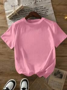 CAMISETA DE DAMA BONITA CUELLO REDONDO COLORES SÒLIDOS IDEAL PARA GYM Y LA MODA CASUAL - Rosa vieja - Ver 1