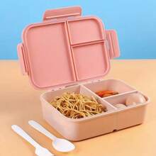 Custom Name 3-Compartment Bento Lunch Box With Triple-Sided Buckle Design Flip Lid Leak-Proof Meal Prep Container Secure Fork Spoon Utensils Set For Fresh Meals On-The-Go For Back-To-School Daily Use