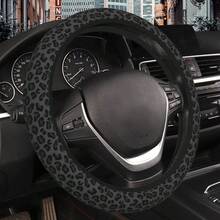 Black Leopard Print Cheetah Elastic Steering Wheel Cover, Non-Slip Breathable Neoprene Steering Wheel Covers, Women Leopard Car Accessories, Universal 15 Inch Fit Auto, Suvs, Truck - mặc định - Xem 1
