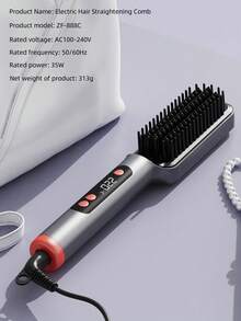 2-In-1 Hair Straightener & Curler, Multi-Function Hair Straightening Brush, Straight & Curly Dual-Use Hair Styler, Anti-Scald & Auto-Off, 4 Heat Settings Fast Heating, Portable Travel & Home Hair Styling Brush, Women's Holiday Gift