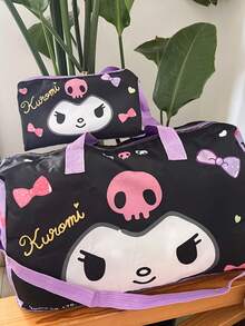 2pcs/Set KT Cat Trolley Travel Bag & Cosmetic Bag Set, Kurumi Handheld Short Trip Luggage Bag, Melody Large Capacity Gym Bag