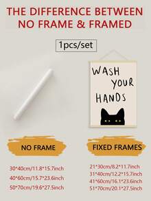 1幅趣味猫咪“洗手”帆布艺术画 - 无框浴室及家居装饰海报，复古/现代风格，适用于客厅、卧室、办公室 - 彩色 - 查看 2