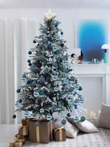 44 Stück Weihnachtskugeln, Weihnachtsbaum Dekorationen, hängende bruchsichere Plastikkugeln, geeignet für Weihnachtsbaum, Feiertage, Hochzeitsfeier, Fenster Weihnachtsdekoration, Geburtstag, Valentinstag, Ostern, Heim, Büro Wanddekoration, komplette Weihnachtsbaum Dekorationen, schaffen Sie Feiertagsatmosphäre - Weihnachtsgeschenk, Größe: 7/6/5/4/3cm (2,8/2,4/1,9/1,6/1,2 Zoll) - Blau - Übersicht 3