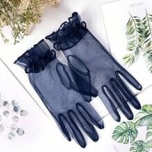 Ibeauti Fascinator Hats With Screentouch Lace Gloves Set Women Tea Party Cocktail Wedding Derby Headwear Short Gloves - 02 海軍藍 - 查看 5