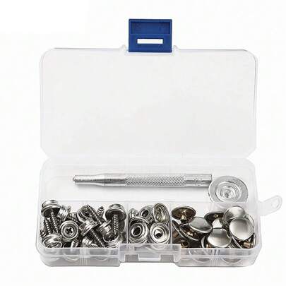 62 PCS/Set Stainless Steel Canvas To Screw Press Stud Snap Kit Boat Cover