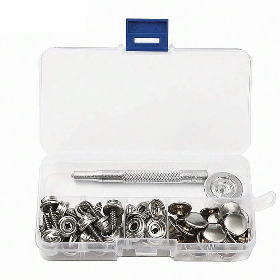 62 PCS/Set Stainless Steel Canvas To Screw Press Stud Snap Kit Boat Cover - Silver - View 1