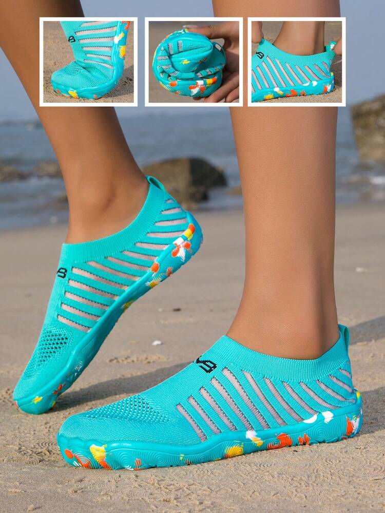 ZVB Couples Water Shoes Suitable For Barefoot Lovers, Soft-Soled Women's Beach Shoes For Swimming, Diving, Outdoor Quick-Drying Summer Sandals, Fishing Water Shoes, Breathable Wading Shoes - Blue - View 3