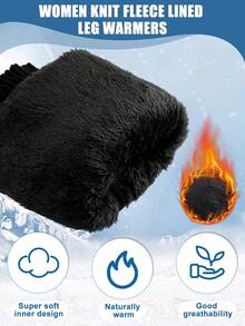 Shihanee Winter Fleece Lined Leg Warmers Women Knit Long Leg Warmers Warm Fleece Lined Boot Socks Skating Daily Wear - 柔和的灰色 - 查看 2