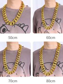 1pc Men's Oversized Faux Gold Chain Necklace, Hip Hop Prop Necklace, Exaggerated Thick Necklace