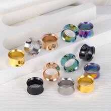 2 件装 全新日常耳塞 316 不锈钢圆形耳塞 耳洞穿孔 女士身体首饰扩张器拉伸器 - 圓形 - 查看 10